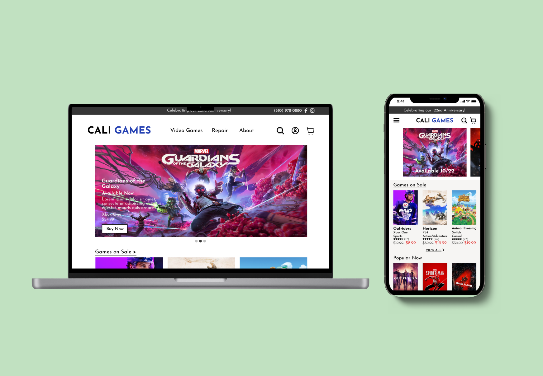 Cali Games E-Commerce Site Redesign